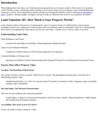 Land Valuation 101: How Much is Your Property Worth?