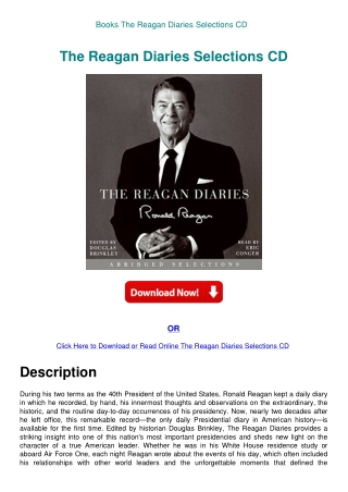Books  The Reagan Diaries Selections CD