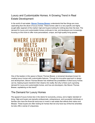 Luxury and Customizable Homes: A Growing Trend in Real Estate Development