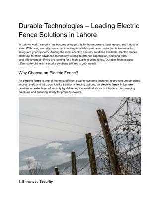 Durable Technologies – Advanced Security Solutions in Pakistan