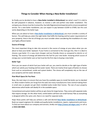 Things to Consider When Having a New Boiler Installation!