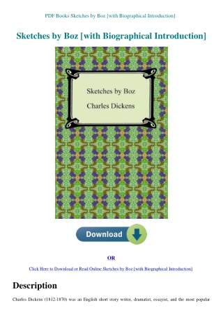 PDF Books Sketches by Boz [with Biographical Introduction]