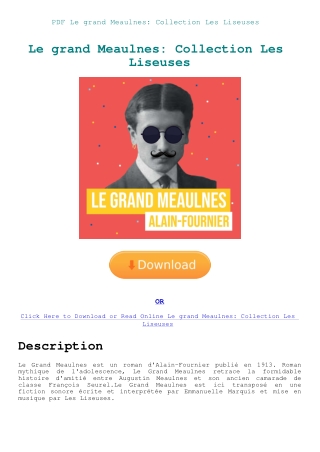 PDF Le grand Meaulnes Collection Les Liseuses