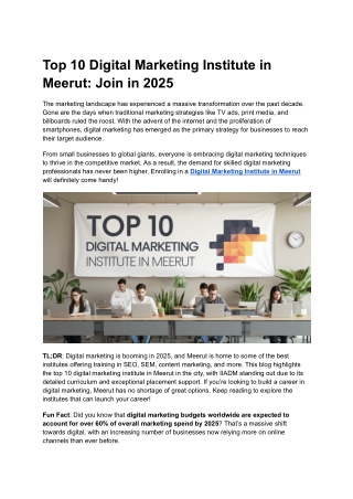 Digital Marketing Institute in Meerut