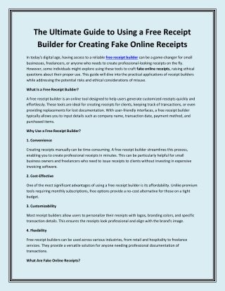 The Ultimate Guide to Using a Free Receipt Builder for Creating Fake Online Receipts