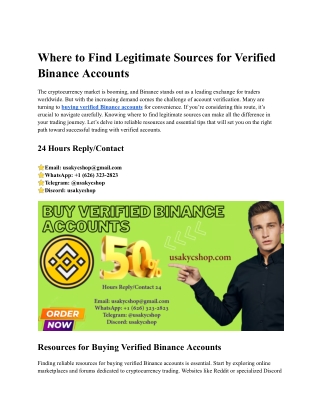 Where to Find Legitimate Sources for Verified Binance Accounts