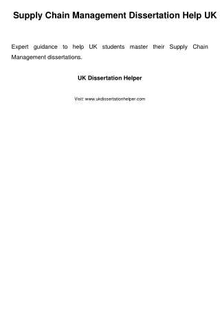 Mastering Your Supply Chain Management Dissertation: Expert Help for UK Students