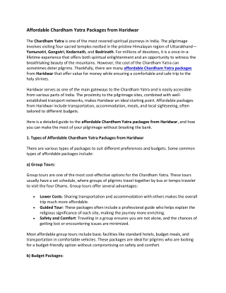 Affordable Chardham Yatra Packages from Haridwar