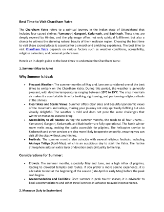 Best Time to Visit Chardham Yatra