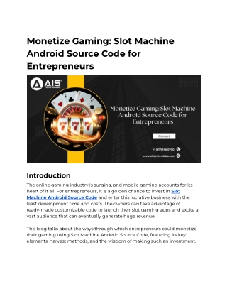 Monetize Gaming_ Slot Machine Android Source Code for Entrepreneurs