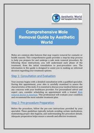 Mole Removal Guide: Expert Insights from a Mole Removal Doctor in Amritsar