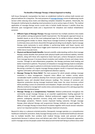 The Benefits of Massage Therapy: A Natural Approach to Healing