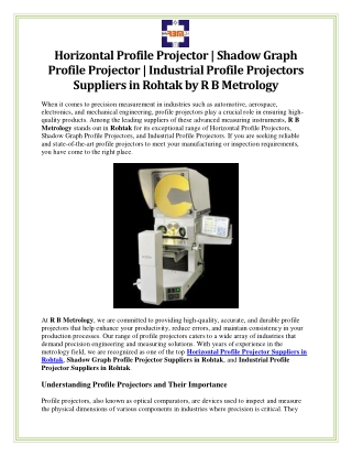 Horizontal Profile Projector, Shadow Graph Profile Projector, Industrial Profile Projectors Suppliers in Rohtak by R B M