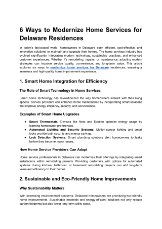 6 Ways to Modernize Home Services for Delaware Residences