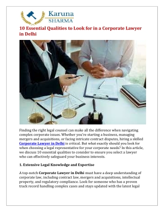 10 Essential Qualities to Look for in a Corporate Lawyer in Delhi