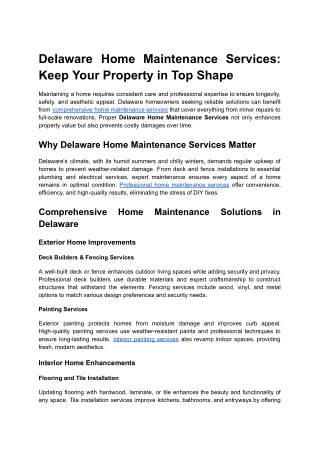 Delaware Home Maintenance Services_ Keep Your Property in Top Shape