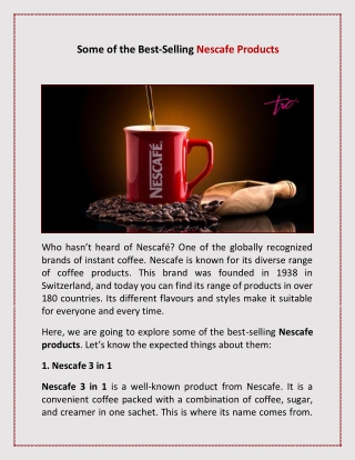 Some of the Best-Selling Nescafe Products