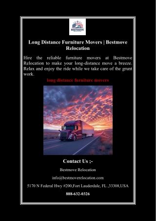 Long Distance Furniture Movers | Bestmove Relocation