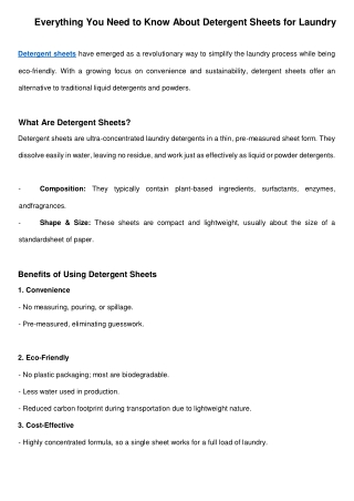 Everything You Need to Know About Detergent Sheets for Laundry