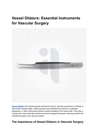 Vessel Dilators_ Essential Instruments for Vascular Surgery