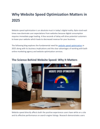 Why Website Speed Optimization Matters in 2025