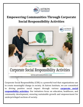 Empowering Communities Through Corporate Social Responsibility Activities