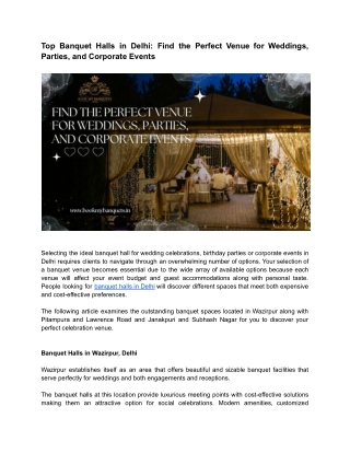 Top Banquet Halls in Delhi_ Find the Perfect Venue for Weddings, Parties, and Corporate Events