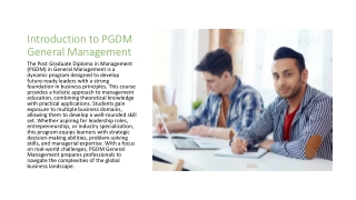 Mastering Management - Exploring the PGDM General Management Program
