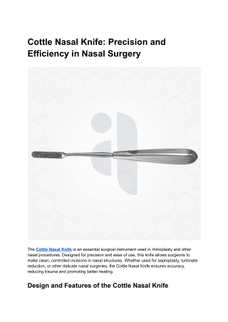 Cottle Nasal Knife_ Precision and Efficiency in Nasal Surgery