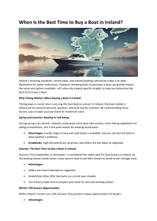 When Is the Best Time to Buy a Boat in Ireland