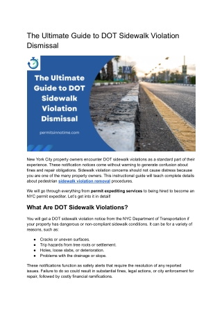 The Ultimate Guide to DOT Sidewalk Violation Dismissal