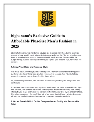bigbanana’s Exclusive Guide to Affordable Plus-Size Men’s Fashion in 2025