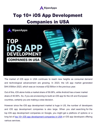 Top 10  iOS App Development Companies in USA