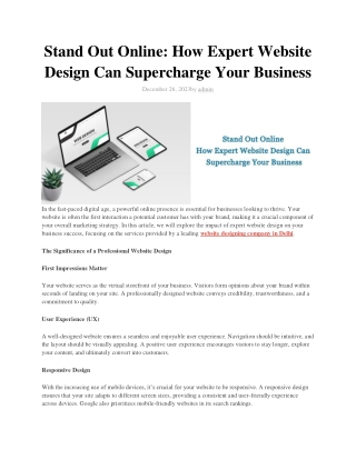 Stand Out Online How Expert Website Design Can Supercharge
