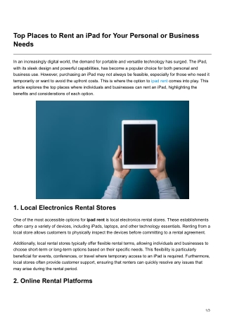 Top Places to Rent an iPad for Your Personal or Business Needs