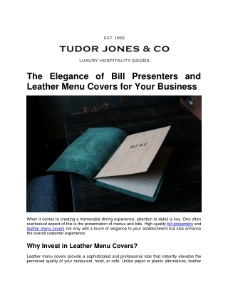 The Elegance of Bill Presenters and Leather Menu Covers for Your Business