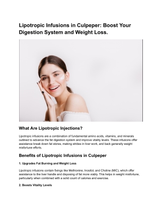 Lipotropic Infusions in Culpeper_ Boost Your Digestion System and Weight Loss. (1)