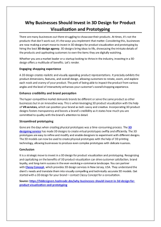 Why Businesses Should Invest in 3D Design for Product Visualization and Prototyping