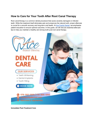 How to Care for Your Tooth After Root Canal Therapy