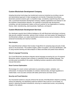 Custom Blockchain Development Company