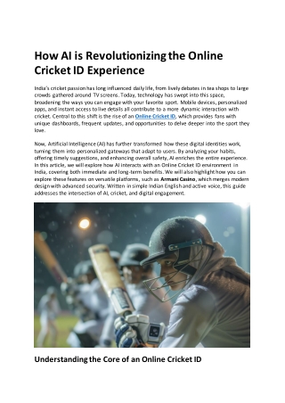 How AI is Revolutionizing the Online Cricket ID Experience