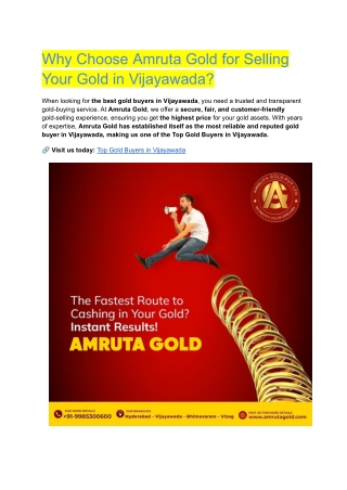 Why Choose Amruta Gold for Selling Your Gold in Vijayawada