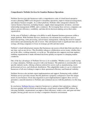 Comprehensive NetSuite Services for Seamless Business Operations