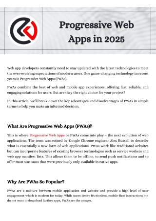 Progressive Web Apps in 2025