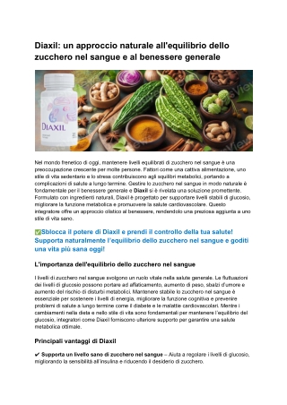 Recensione Diaxil – Supporta naturalmente livelli sani di zucchero nel sangue