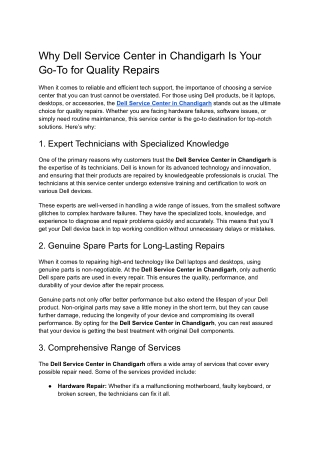 Why Dell Service Center in Chandigarh Is Your Go-To for Quality Repairs (1)
