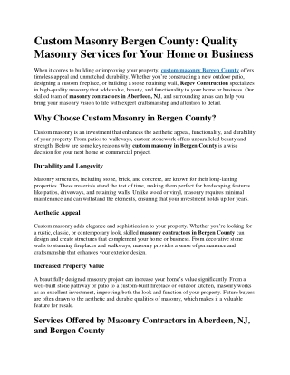 Custom Masonry Bergen County