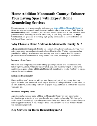 Home Addition Monmouth County
