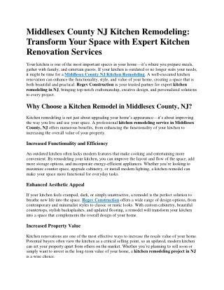 Middlesex County NJ Kitchen Remodeling