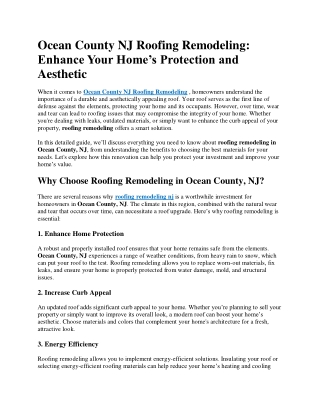 Ocean County NJ Roofing Remodeling